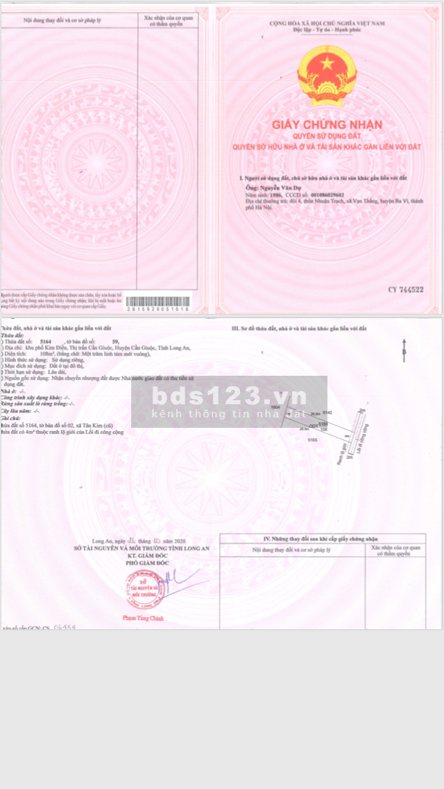 Đất nền khu dân cư Tân Kim diện tích sử dụng 107m2 giá 1.52 tỷ, thương lượng, lh 0359323579