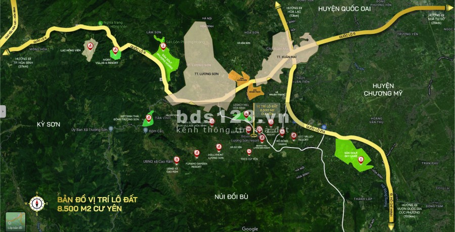 Bán đất xây biệt phủ nghỉ dưỡng Lương Sơn Hòa Bình Rộng diện tích sử dụng 8500m2