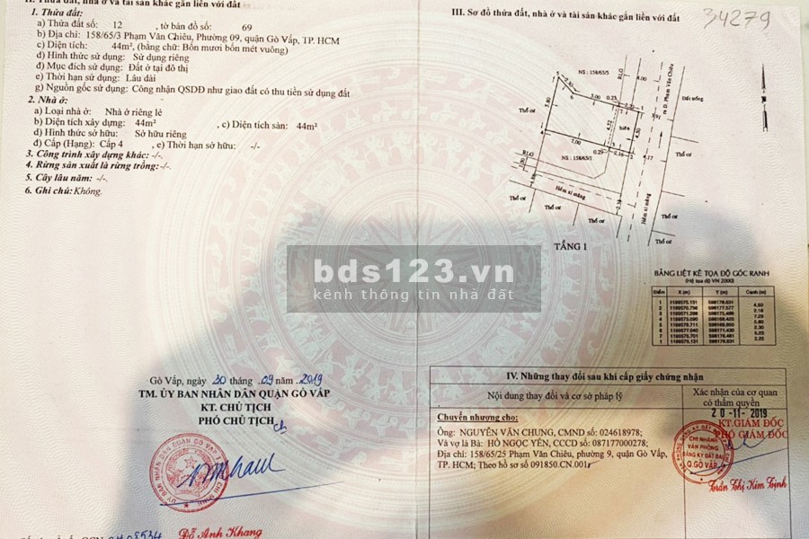Nhà Chính Chủ Hẻm Xe Tải Phạm Văn Chiêu P.9 Gò Vấp 44m 4.5x 9.5 Giá 3.85 Tỷ