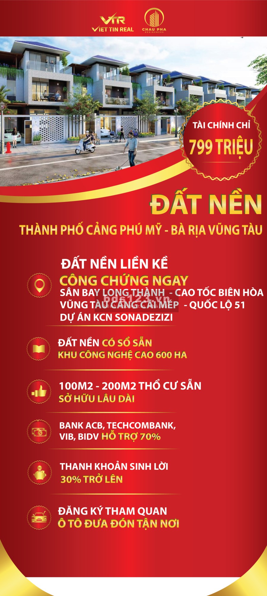 Bán đất nền liên kế chợ Châu Pha Phía Sau Cây Xăng Số 6 có sổ hồng, hỗ trọ vay ngân hàng