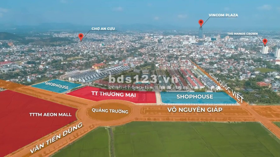 Chỉ còn 4 căn shophouse duy nhất tại KĐT An Cựu City, mặt tiền Võ Nguyên Giáp - Hoàng Quốc Việt