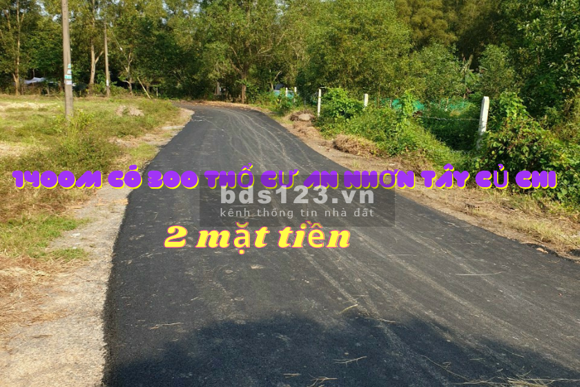 Bán 1407m có 300 thổ cư góc 2 Mặt tiền xã an nhơn tây củ chi giá 4 tỷ