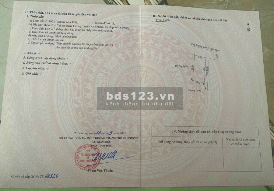 Bán lô góc bánh trưng thôn Nhất Trí, Đặng Cương An Dương…