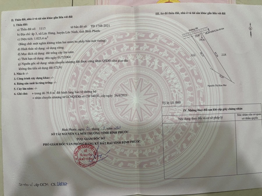 Hàng ngộp đất chính chủ duy nhất 1 lô đất đẹp diện tích 1.023m chiều ngang 15 chiều dài 70