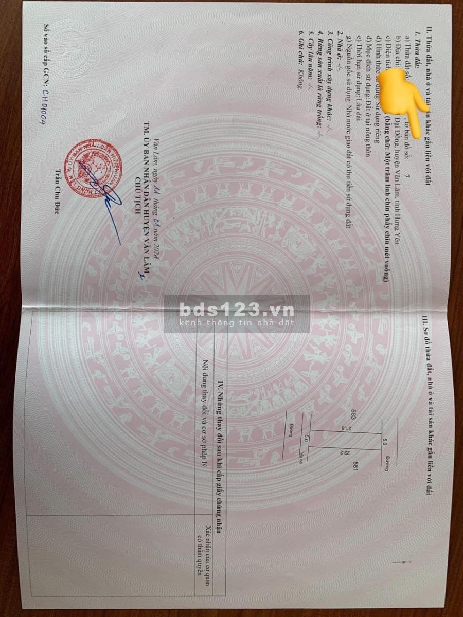 Bán đất diện tích 108m2 đất 2 mặt tiền trước sau văn ổ Đại Đồng, sổ đỏ chính chủ, khu an ninh