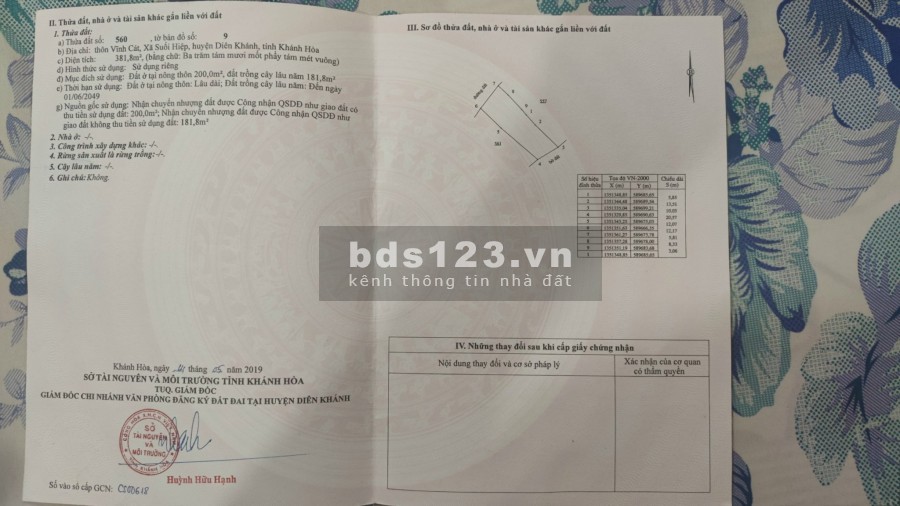 Bán đất Suối Hiệp Dien Khánh giá đầu tư tách thổ