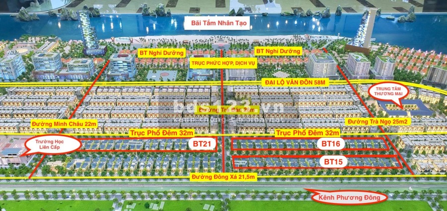 Suất ngoại giao đất biệt thự biển Phương Đông Vân Đồn lô góc 392m2, hướng Đông Nam, kênh điều hòa
