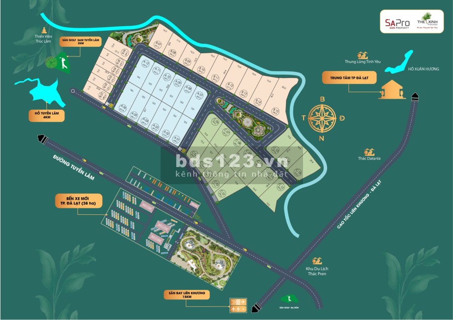 Bán đất đường Tuyền Lâm, gần đèo Prenn. Diện tích 250m2. Giá 4,5 tỷ. Tặng vàng 9999