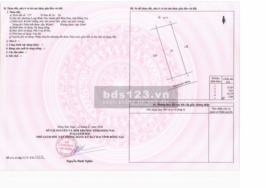 Cần bán đất nhà Long Bình Tân Biên Hòa thổ cư liên hệ 0396969273, giá chỉ 27 triệu/m2