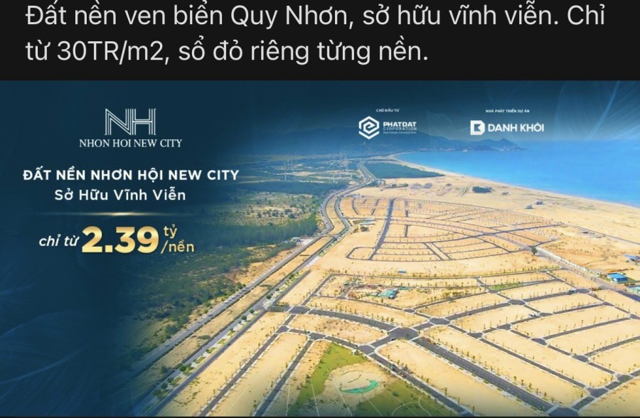 Cần bán Đất ven biển mặt tiền QL19B TP Quy Nhơn giá 30tr/m2 cam kết lợi nhuận 150tr