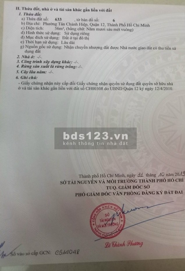 Bán nhà nguyê căn diện tích 56m2, thổ cư 5x12m đường Nguyễn…