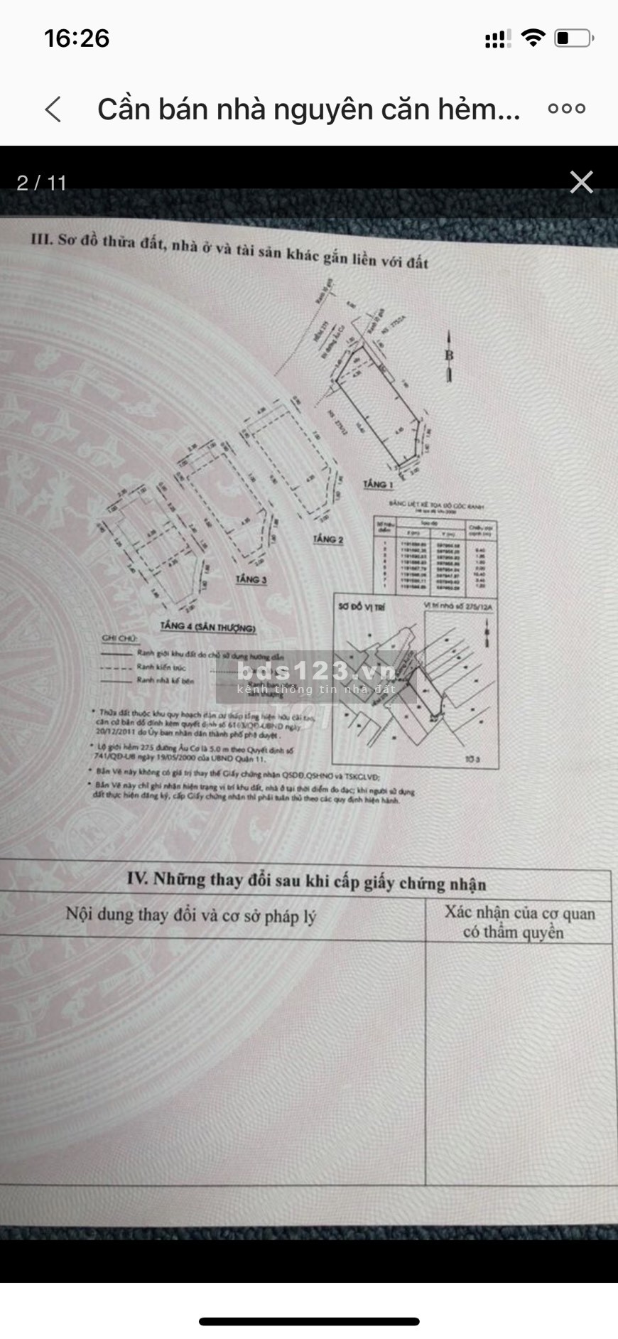 Cần bán gấp nhà hẻm 275 Âu Cơ, P5, Quận 11, A Thức 0906349379 có sân thượng