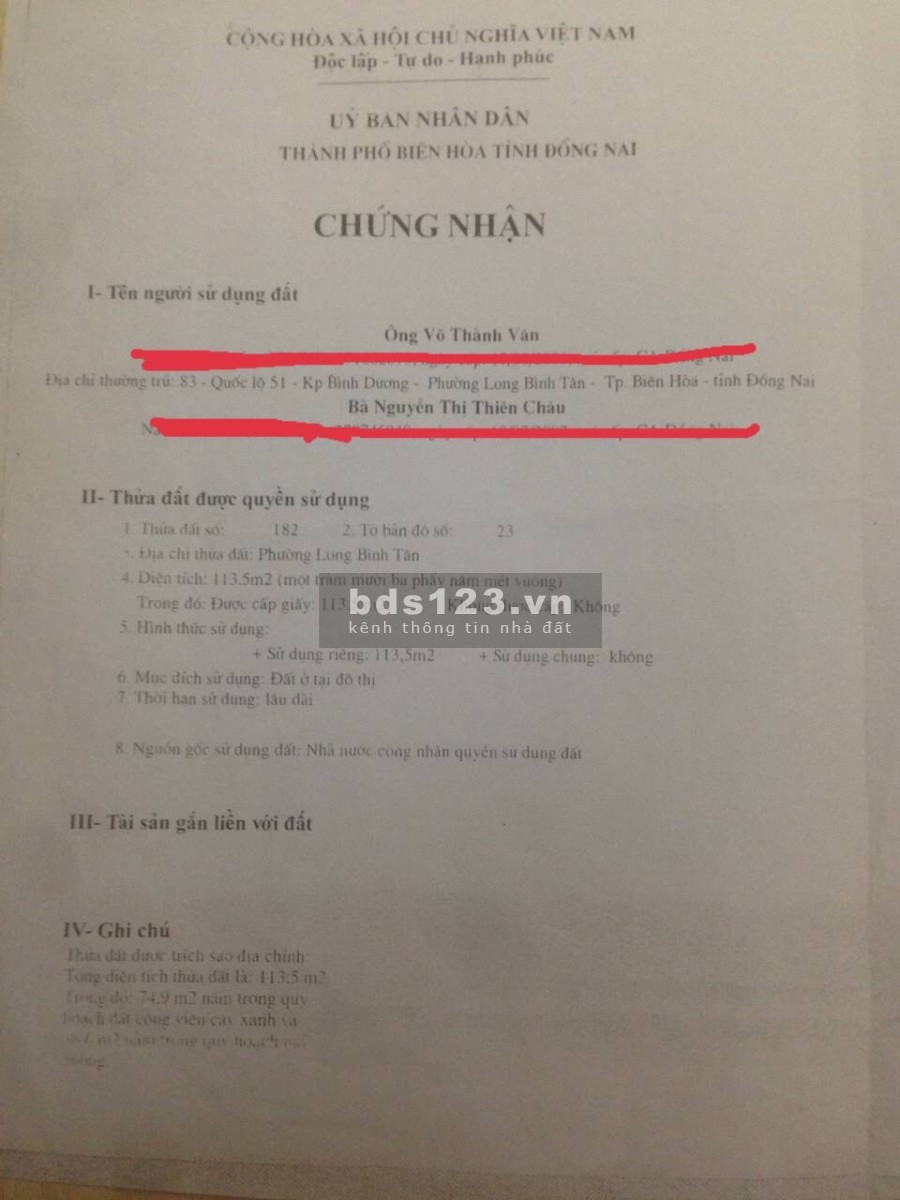 Chính chủ bán nhà nguyên că 1 gác khu phố Bình dương, phường Long Bình Tân, Biên Hoà