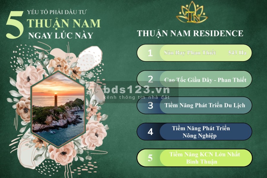 Thuận Nam Residence khu đô thị phụ cận trung tâm công nghiệp Bình Thuận, lh 0934873826