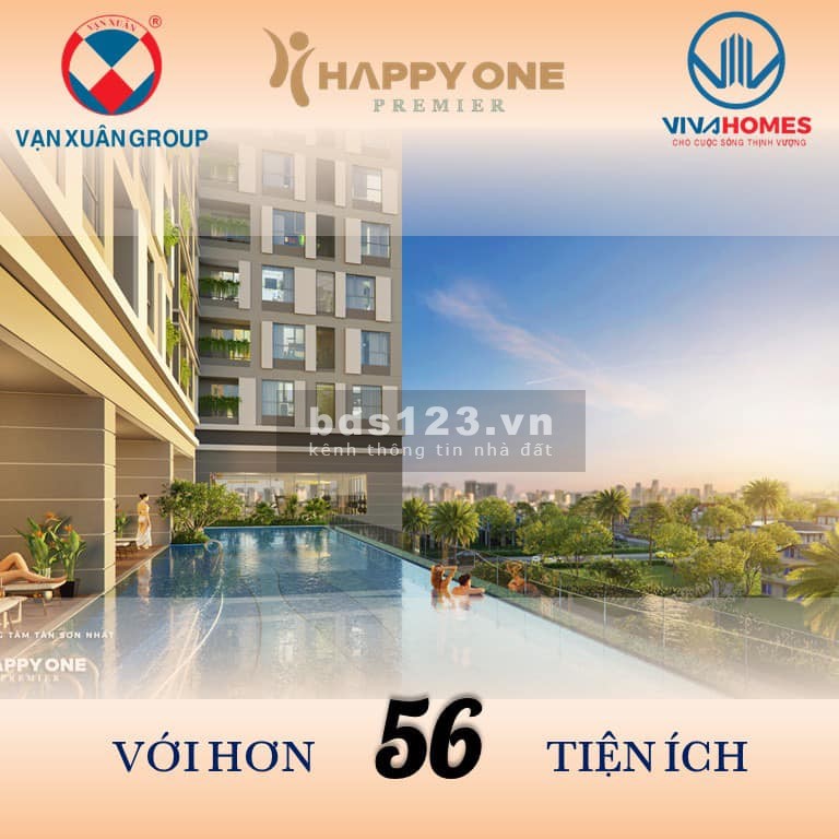Căn hộ 1PN diện tích sử dụng 49m2 dự án Happy One Premier tiện ích nội khu đầy đủ