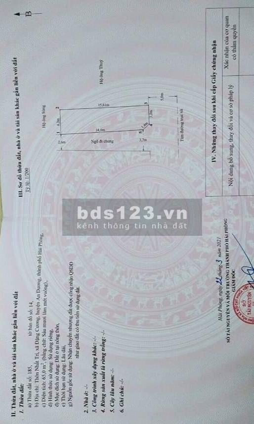 Bán đất gấp tại xã Đặng Cương vị trí đẹp giá đầu tư sinh lời 1.38 tỷ, pháp lý đủ