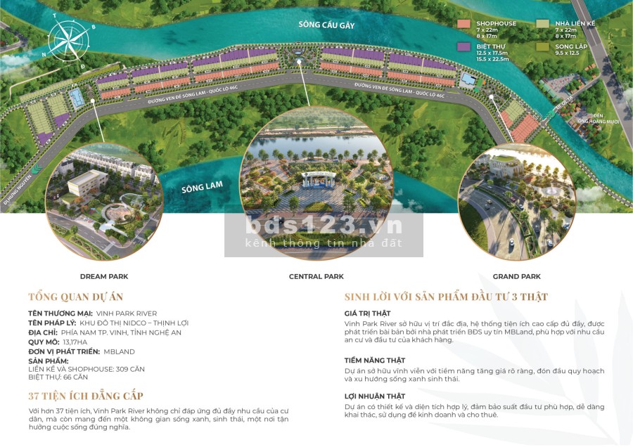 Tham gia đầu tư dự án Vinh Park River tiềm năng sinh lời cao, giá tốt, tiện ích đầy đủ