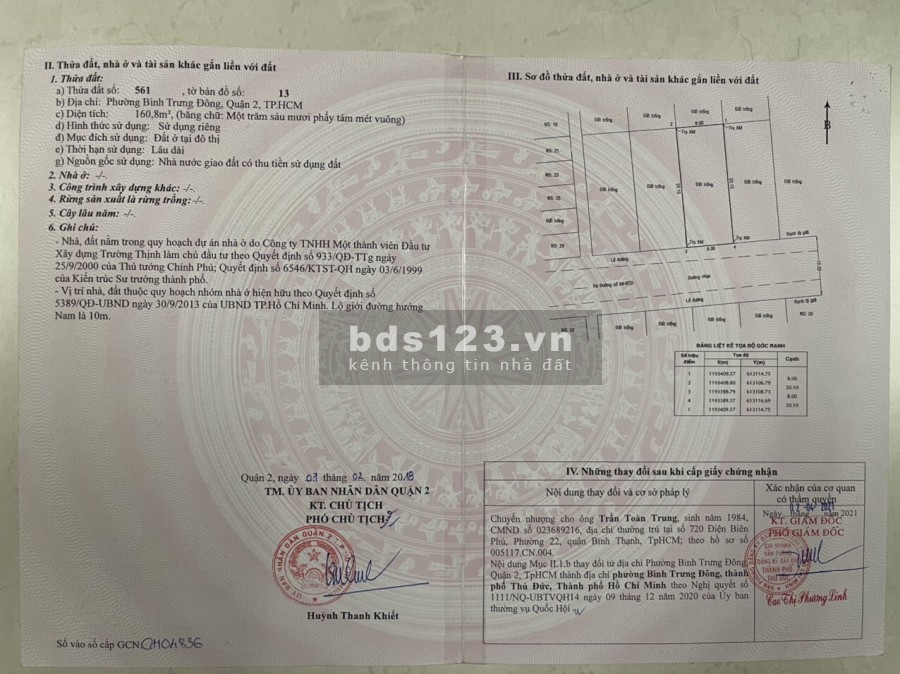 Bán đất khu dân cư Trường Thịnh phường Bình Trưng Đông 160m2 giá 13 tỷ