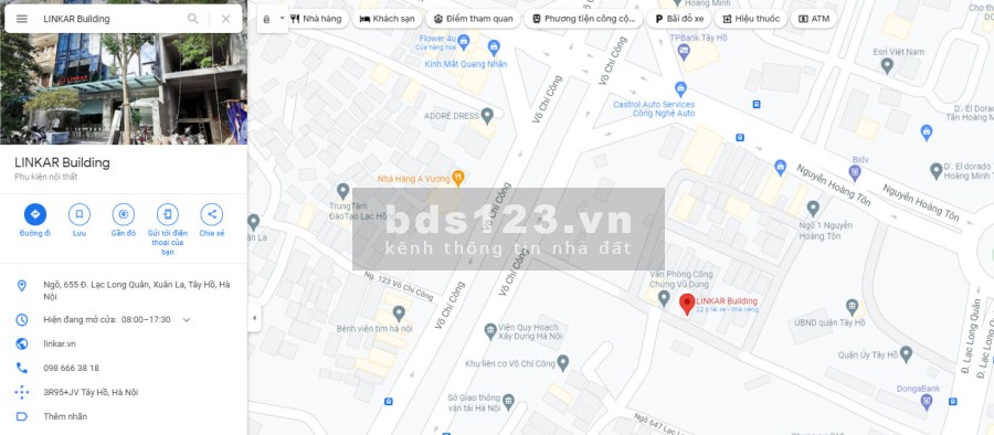 Cho thuê văn phòng Võ Chí CÔng, ngõ rộng 2 ô tô, diện tích sử dụng 170m2, đầy đủ công năng