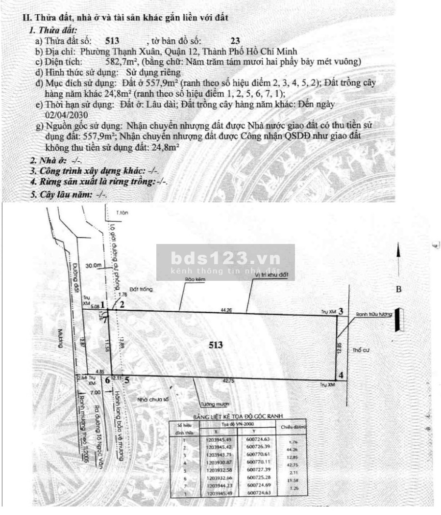 Bán đất thổ cư mặt tiền Thạnh Xuân 31, Quận 12, diện tích…