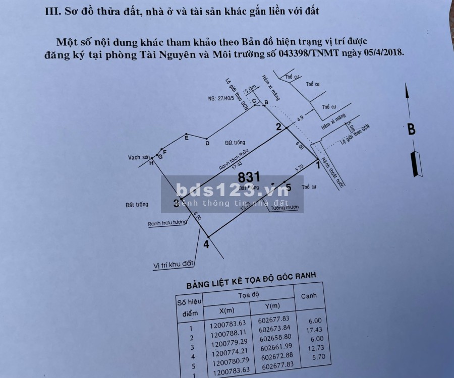 Đất diện tích sử dụng 6x18 106m Vườn Lài An Phú Đông Quận 12 Giá 4.15 tỷ