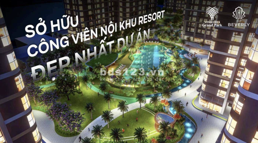 Căn hộ Vinhomes Grand Park chuẩn Beverly giá ưu đãi giai đoạn 1 chỉ 55 triệu/m2, sổ sẵn