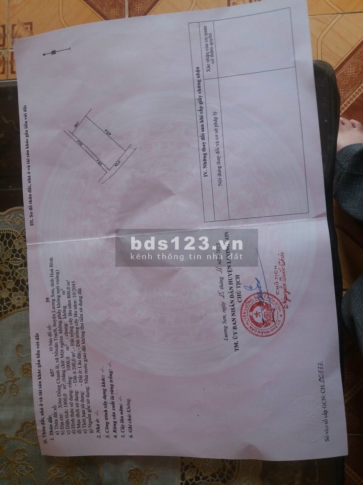 Chính chủ cần bán mảnh đất 1.000m tại Đồng Chanh, Nhuận Trạch, Lương sơn, Hòa Bình