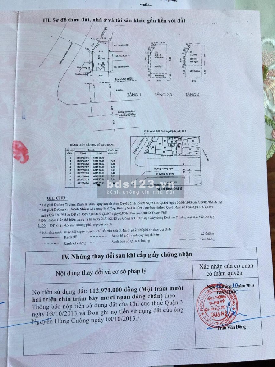 Bán nhà nguyên căn mặt tiền đường Trương Định, Quận 3, diện tích 50m2, giá bán 23.9 tỷ