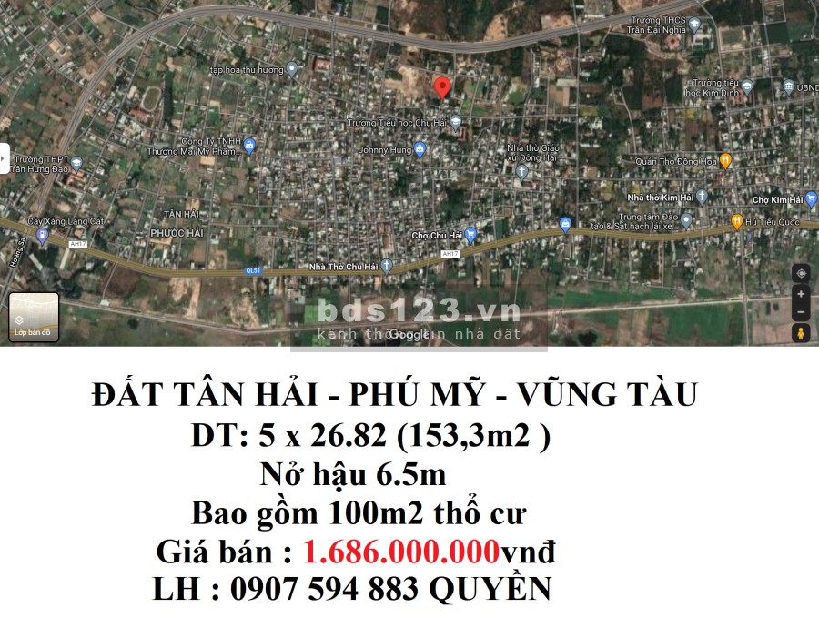 Cần bán lô đất Tân Hải Phú Mỹ đã có 100m2 thổ cư giá cực tốt liên hệ 0907.594.883