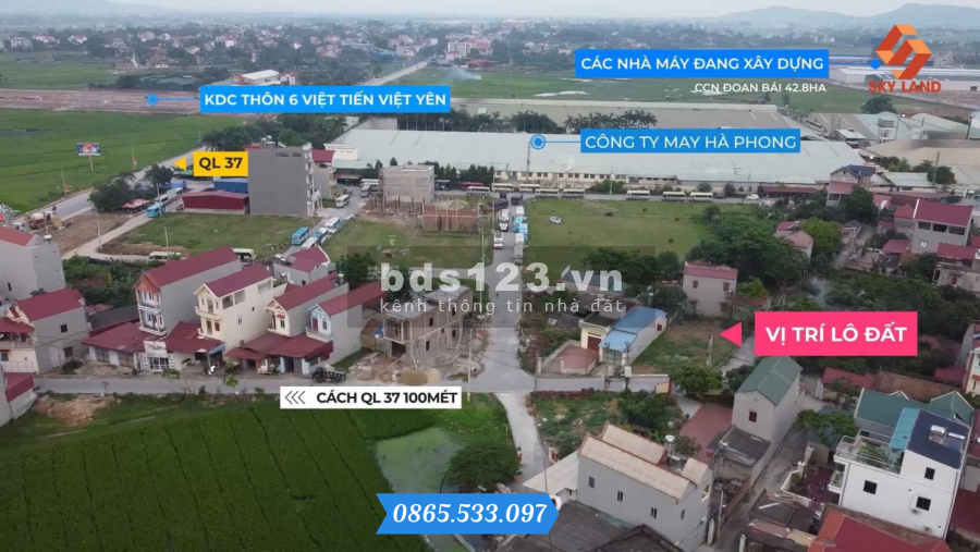 Bán đất nền thôn An Hoà, xã Đoan Bái, Hiệp Hoà Bắc Giang, sổ hồng cầm tay, giá rẻ nhất thị trường