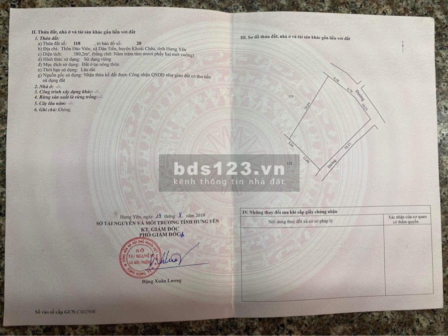 Bán gấp 433m2 nhà đất thổ cư với giá rẻ cạnh trung tâm thương mại Dân Tiến, Khoái Châu, Hưng Yên