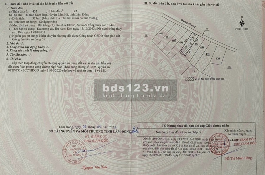 Cần tìm chủ cho siêu phẩm tại thị trấn Nam Ban sang tên bàn giao ngay lh 0901443452