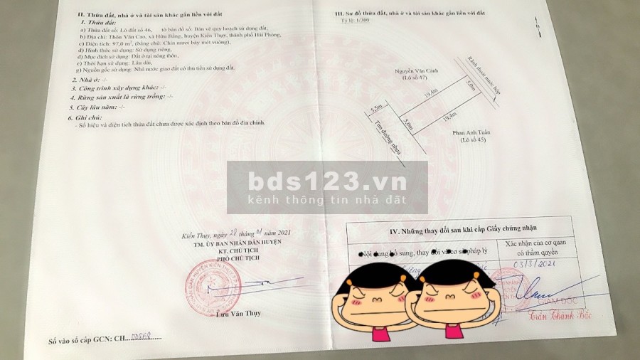 Xả lỗ lô đất diện tích 97m2 tại Văn Cao Hữu Bằng Kiến Thụy giá 730 triệu lh 0973026891