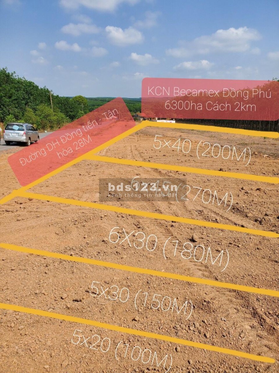 Bán Đất thổ cư mặt tiền QH 19-28m thuộc Tân Hưng & Tân Lợi liền Kề KCN Becamex Đồng Phú 6300ha