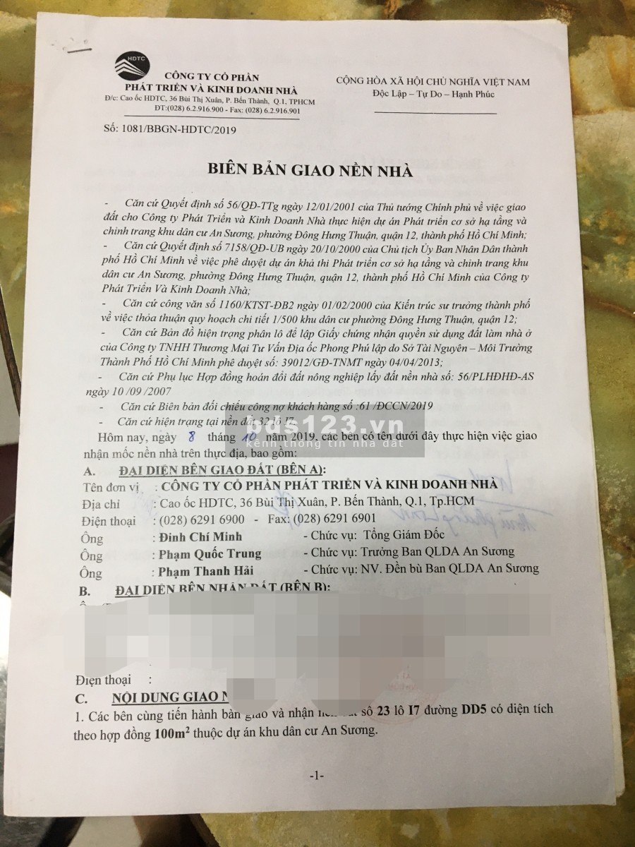 Chính chủ bán đất nền dự án An Sương Quận 12, vị trí đắc địa, tiện tích đủ, giá đầu tư sinh lời