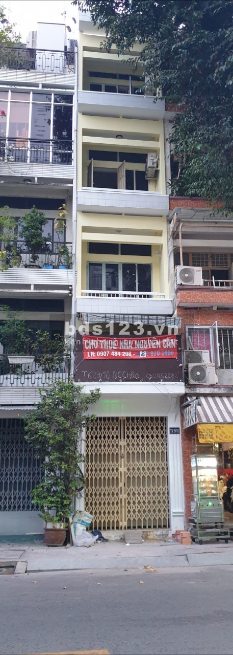 Cho thuê nhà mặt tiền Q.1 số: TK29/1B Nguyễn Cảnh Chân (1 trệt + 4 lầu = 8 phòng, 8 WC), giá 29tr