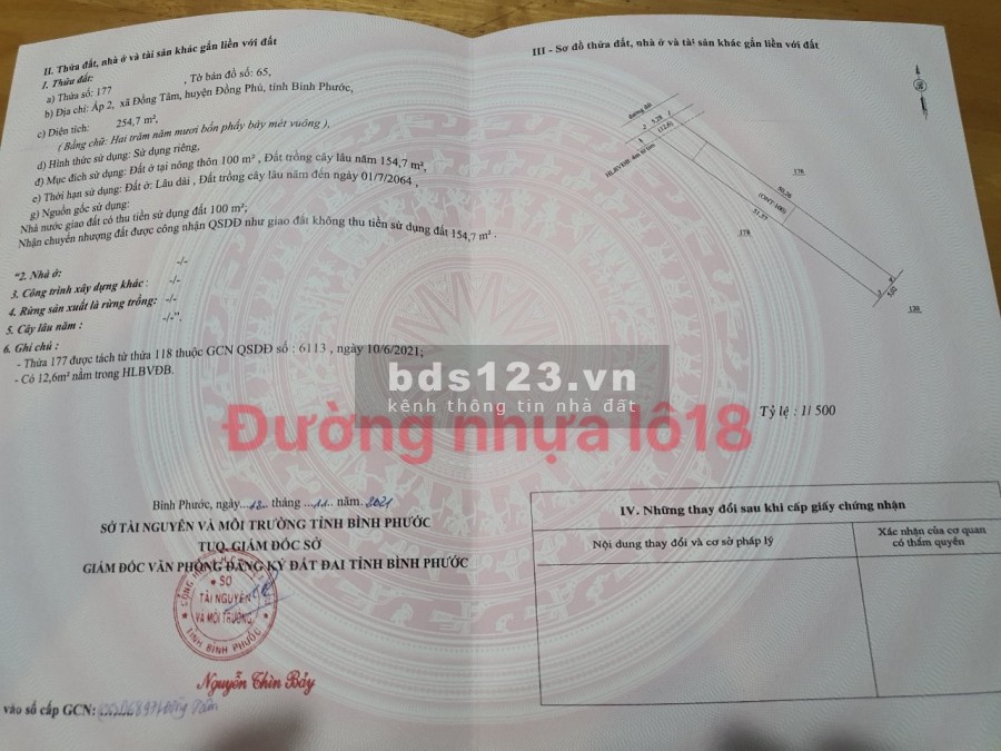 Đất nền Đồng Phú diện tích sử dụng 250m2 giá 400 triệu tiện ích đầy đủ, khu dân cư đông đúc