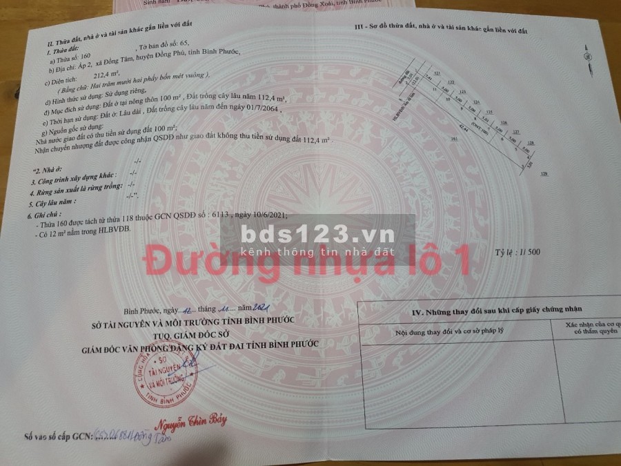 Đất nền Đồng Phú diện tích sử dụng 250m2 giá 400 triệu tiện ích đầy đủ, khu dân cư đông đúc