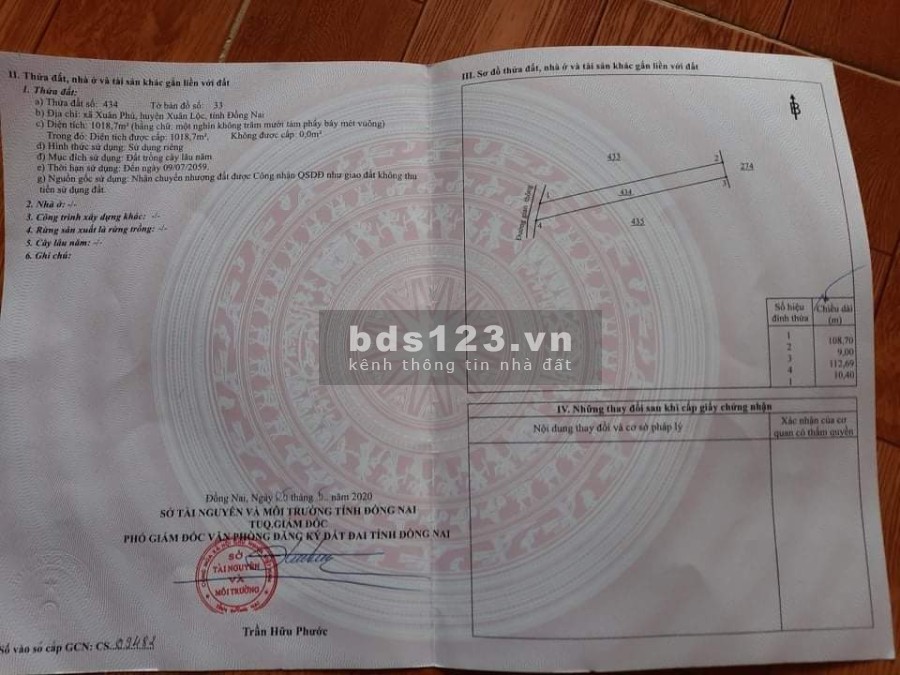 Chính chủ cần bán 1 sào đất siêu đẹp ở Xuân Phú, Xuân Lộc Đồng Nai, sổ hồng riêng 580 triệu