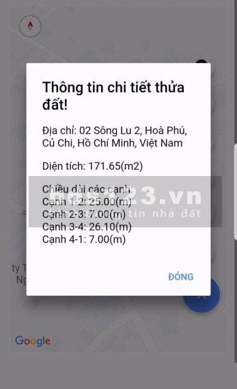 Lô đất rộng 175m² tại đường Sông Lu 2, Xã Hòa Phú, Huyện Củ Chi, giá bán 2.1 tỷ