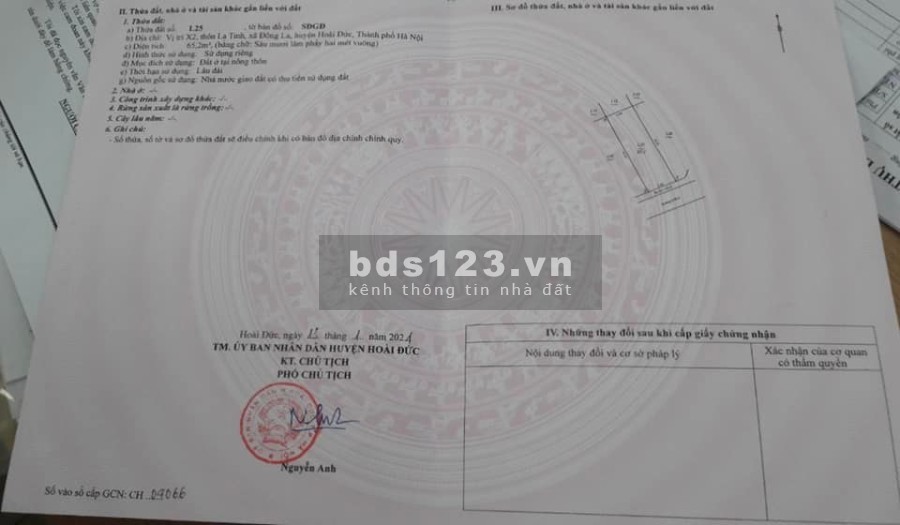 Bán lô L25 đấu giá X2 La Tinh diện tích 65.2m hướng đông nam. Cạnh lô góc thoáng mát vô cùng