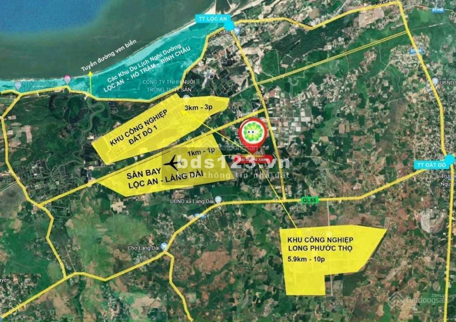 Khu dân cư Đại Dương Xanh, đất cửa ngõ sân bay ven biển Lộc An hồ Tràm giá chỉ từ 3.2 triệu/m2