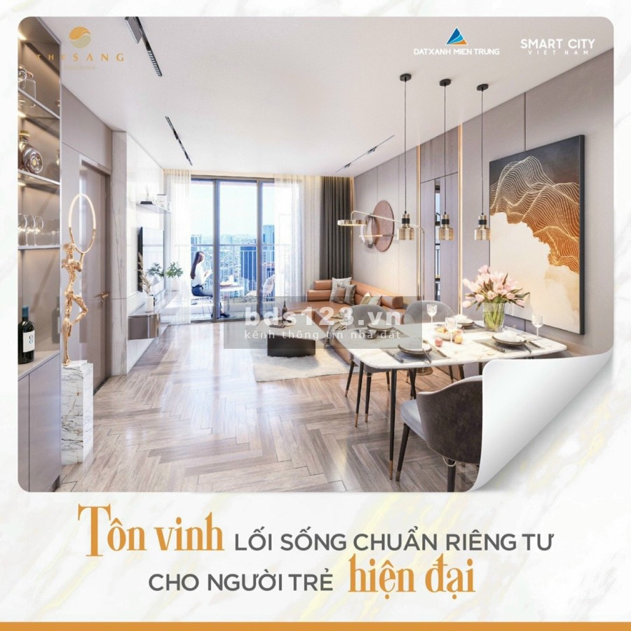 Chỉ từ 1,2 tỷ đầu tư căn hộ cao cấp 3 phòng ngủ + 1 The Sang Residence Đà Nẵng