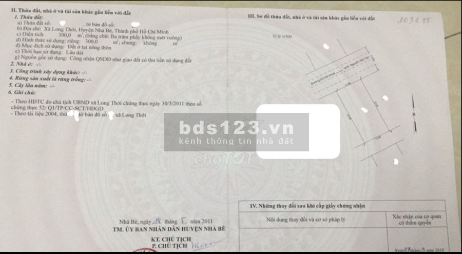 Bán đất diện tích lớn SHR 100% thổ cư, đường ( 512 ) Nguyễn Văn Tạo, Long Thới, Nhà Bè