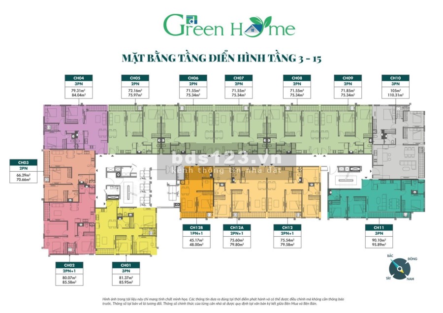 Sở hữu căn góc 3 ngủ rộng 80m2 có giá chỉ từ 2.3 tỷ đồng liên hệ 0932279444