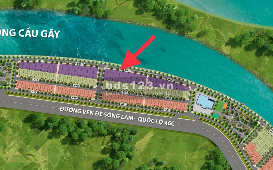Biệt thự dự án Vinh park River ( View Sông ) vị trí đắc địa, đường lớn, xe ra vào thoải mái