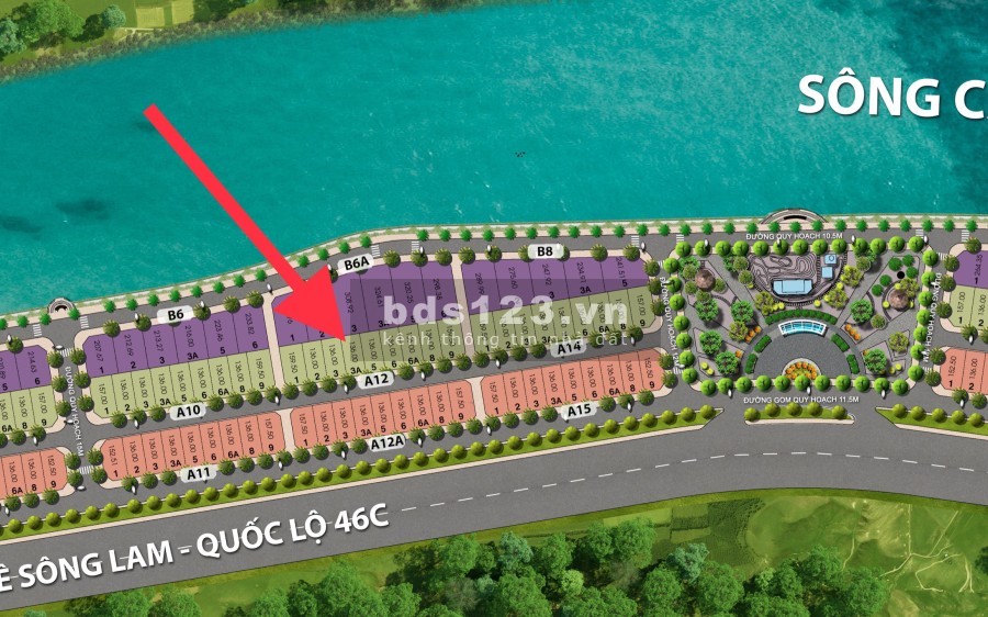 Bán lô đất liền kề A12-3A Vinh Park River, chiết khấu 5% cho khách hàng đặt cọc sớm nhất
