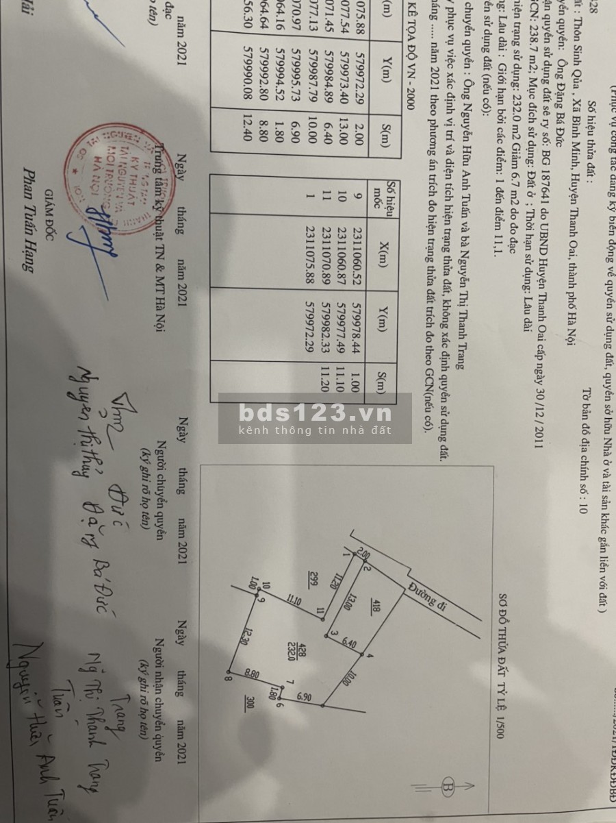 Quá hiếm! Đất Quốc lộ 21B diện tích 244m2 ngõ ô tô con, 2 mặt thoáng giá chỉ 3.5 tỷ