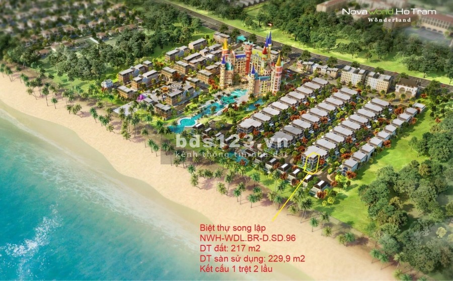 Cần bán căn biệt thự song lập view biển dự án Wonderland Hồ Tràm. LH:0902 012828
