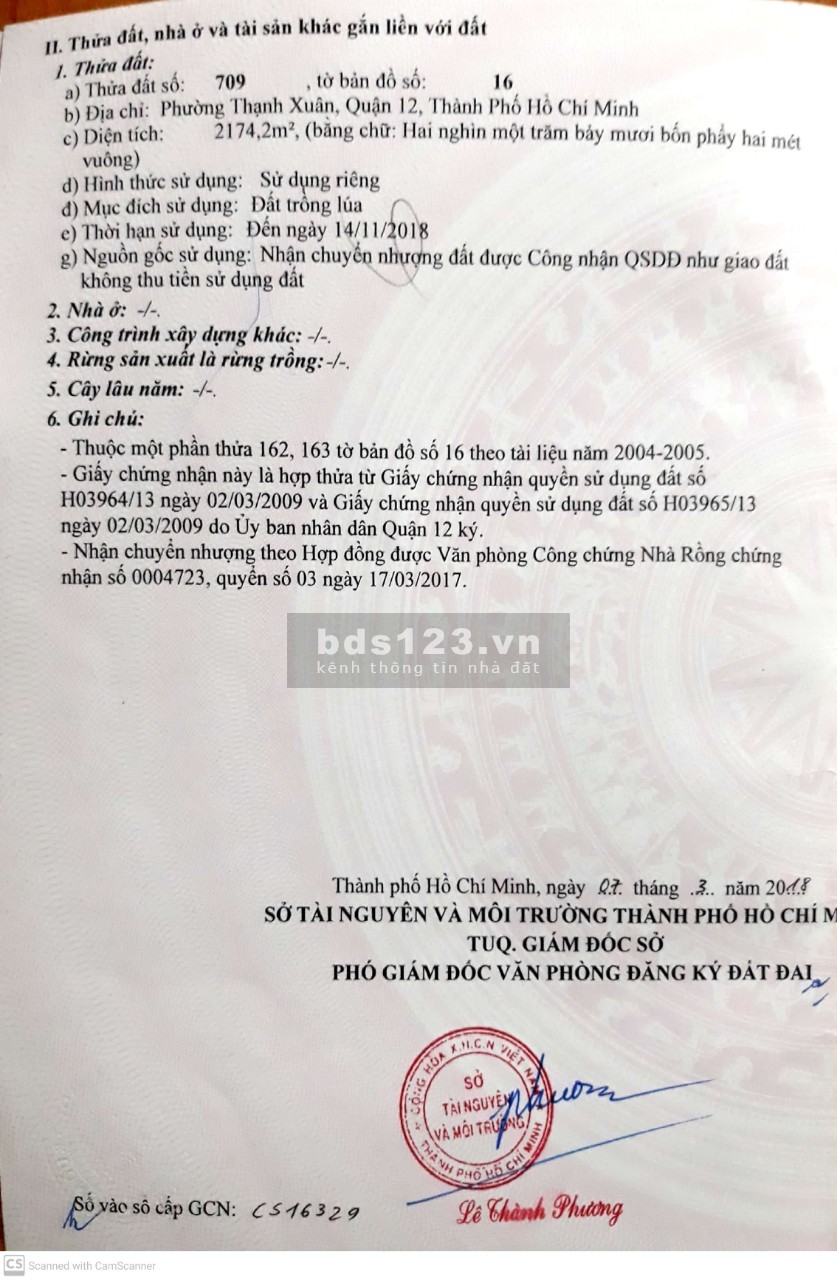Bán đất chính chủ Phường Thạnh Xuân Quận 12 giá bán chỉ…